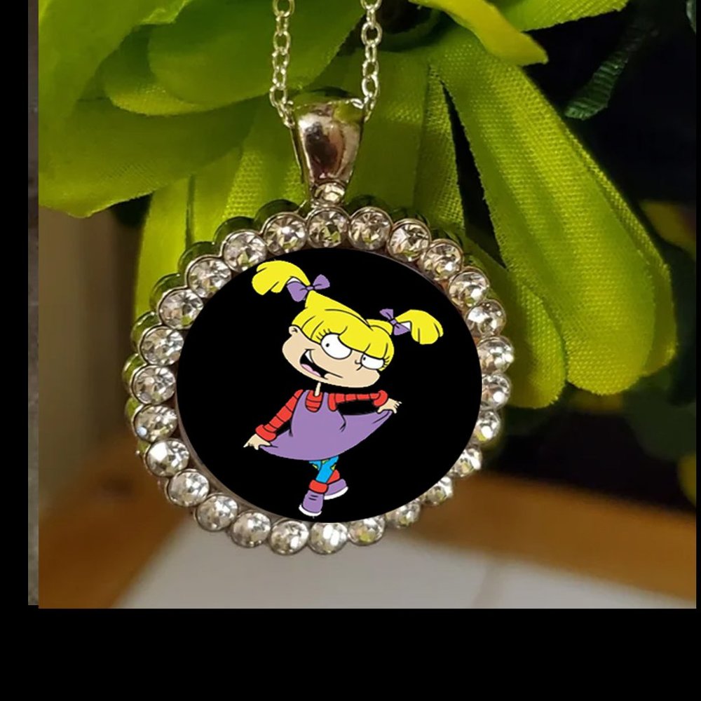 Angelica Pickles  Bling silver necklace rhinestones cute gift with gift box